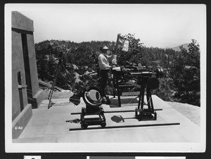 Man making observations at the Smithsonian Institute Observatory, ca.1920-1930