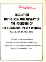 Resolution on the 50th Anniversary of the Founding of the Communist Party in India