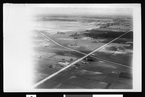 Aerial view of unidentified flooded farmland, 1938