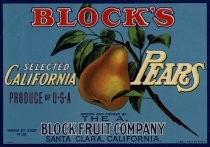 Block's Selected California Pears crate label