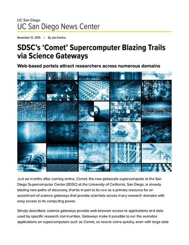 SDSC’s ‘Comet’ Supercomputer Blazing Trails via Science Gateways