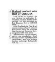 Borland product wins best of COMDEX
