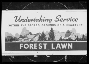 Forest Lawn poster for slides, Southern California, 1935