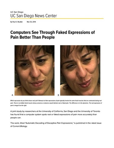 Computers See Through Faked Expressions of Pain Better Than People