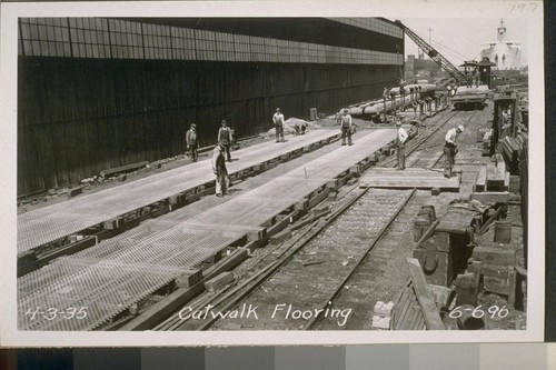 Pier #4, Towers #3, 5, W5; Guy Derrick, Catwalks, San Francisco Anchorage, North and South Cables, Yerba Buena Cable Bent, 1935--No. 187-372