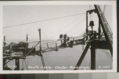 Pier #4, Towers #3, 5, W5; Guy Derrick, Catwalks, San Francisco Anchorage, North and South Cables, Yerba Buena Cable Bent, 1935--No. 187-372