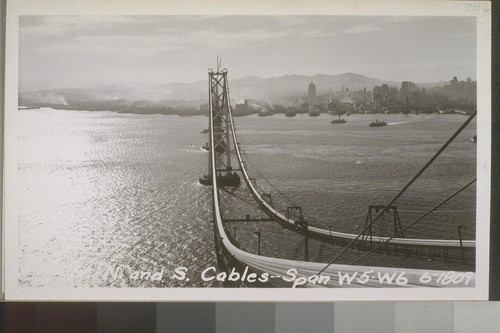 Anchorages Yerba Buena, San Francisco, Center; Cables, Yerba Buena Viaduct, West Bay, Catwalks, Unit #1 Stiffening Truss, 1935-36--No. 373-558