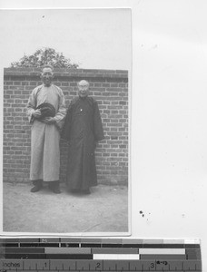 A language teacher and his mother at Fushun, China, 1934