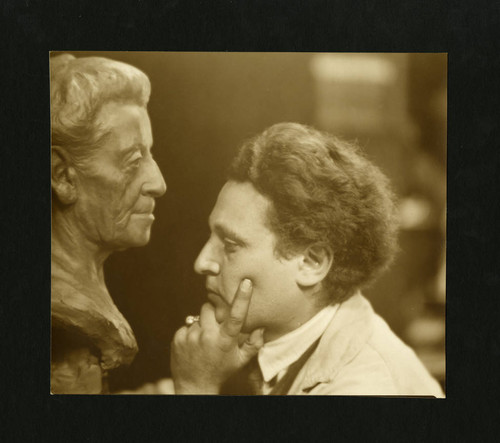 Salvatore Cartaino Scarpitta with bust of Ellen Browning Scripps