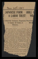 [Newspaper clipping titled:] Japanese form a labor trust