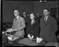Convicted kidnappers Luella Pearl Hammer and E.H. Van Dorn at trial, Los Angeles, 1933