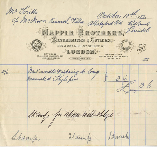 Receipt from Mappin Brothers