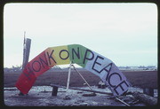 DEC81P4-21: "HONK ON PEACE" "FELICIDAD" rainbow sculpture