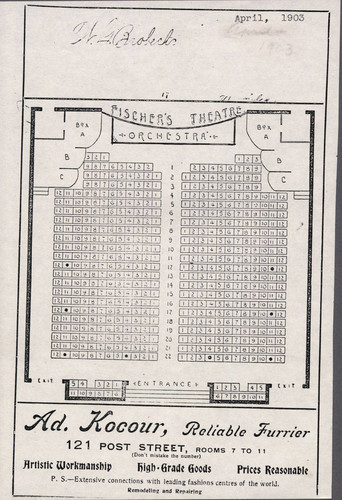 [Seating chart for Fischer's Theatre]