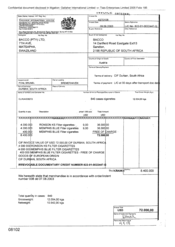 [Invoice from Gallaher International Limited to Bacco PTY Ltd on Ronson Filter, Memphis blue Filter cigarettes]