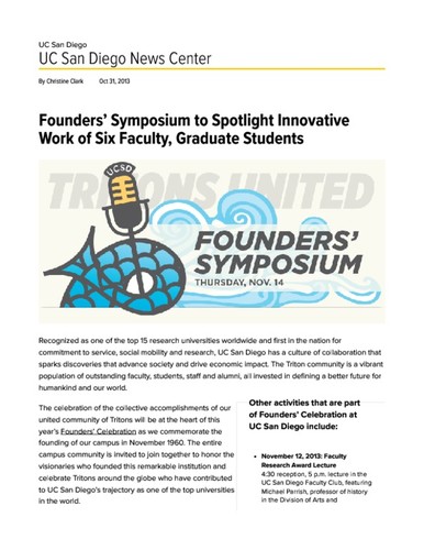 Founders’ Symposium to Spotlight Innovative Work of Six Faculty, Graduate Students