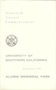Commencement program, USC (90th: 1973: Alumni Memorial Park)