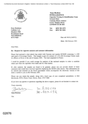 [Letter from Sean Brabon to Peter Redshaw regarding the request for cigarette analysis and customer information]