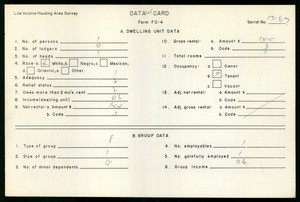 WPA Low income housing area survey data card 125, serial 17167