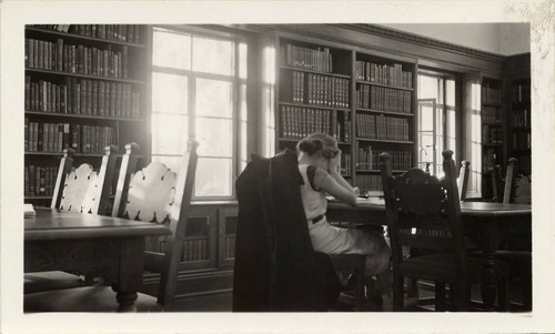 Studying in Denison Library, Scripps College