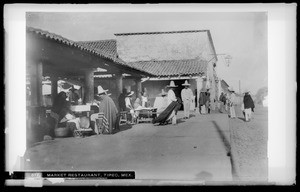 Market restaurant and street, Tepec, Mexico, ca.1900