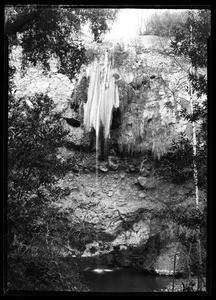 Small waterfall and stream, Sequit Canyon, January 14, 1928
