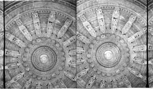 Central panel - pendent in ceiling of Portico - Adesea Bhagwan. Dilwarra. India