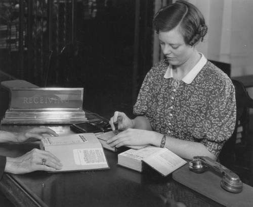 Receiving desk, Los Angeles Public Library
