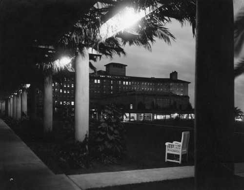 Ambassador Hotel exterior at night