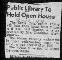 Public Library to Hold Open House