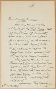 Percy MacKaye, letter, 1933-09-16, to Hamlin Garland