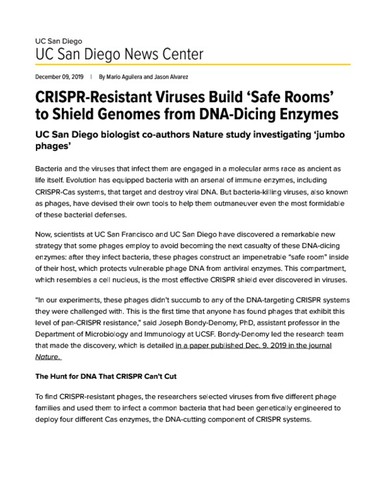 CRISPR-Resistant Viruses Build ‘Safe Rooms’ to Shield Genomes from DNA-Dicing Enzymes