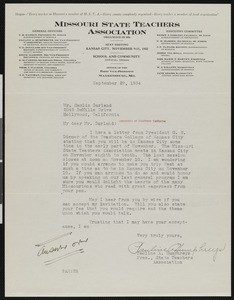 Pauline A. Humphreys, letter, 1934-09-27, to Hamlin Garland