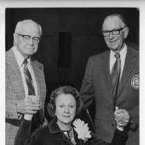 Mrs. John J. (Eleanor Bingham) Hamilton, center, with Leland Doherty (left) and John M. Taylor. They were honored for their roles in founding the Sacramento Children's Receiving Home in 1944