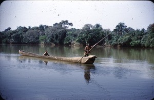 Men in pirogue, Mbam river, Centre Region, Cameroon, 1953-1968