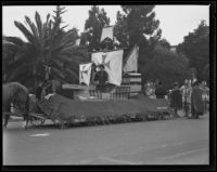 Float decorated as the "Santa Maria" in the Old Spanish Days Fiesta parade, Santa Barbara, 1935