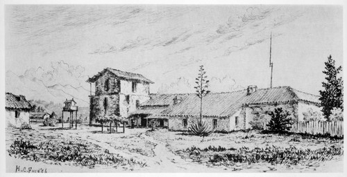 Santa Barbara blockhouse, 1886, from an etching by H. C. Ford