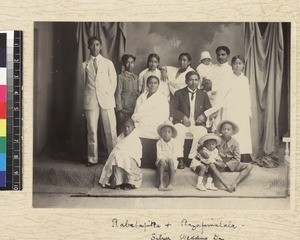 Group portrait commemorating silver wedding anniversary, Madagascar, ca. 1910