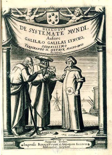 Galileo, portrait of three astronomers, frontispiece from Systema Cosmicum, Augustae Treboc. [Strasbourg], 1635