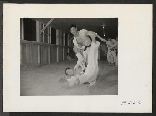 A Judo class. Lessons are held every afternoon and evening at this relocation center. Photographer: Parker, Tom McGehee, Arkansas