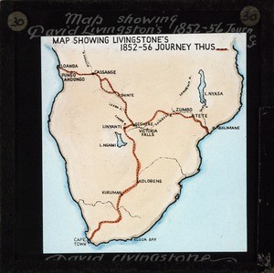 Map Showing David Livingstone's Journey, Africa, ca.1852-ca.1856