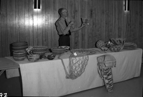 Interpretive Activities, Oscar Noren giving talk on Indian baskets. Historic Individuals