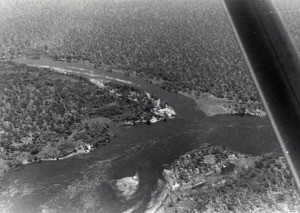 Aerial view of branchs of the Zambezi river between Senanga and Katima, near the Sima falls