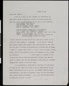 Hamlin Garland, letter, 1939-04-20, to Florence W. Bowers