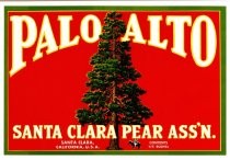 Santa Clara Pear Association, Palo Alto Brand crate label