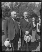 Judge Edmund Nichols and Fred B. Cruikshank at the Iowans picnic, Los Angeles, 1936