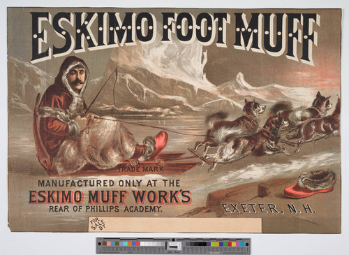Eskimo foot muff : trademark manufactured only at the Eskimo Muff Work's rear of Phillips Academy. Exeter, N.H