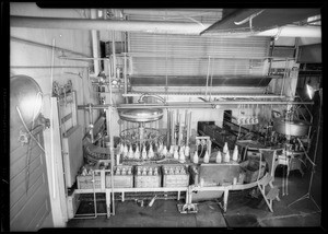 Bottling machine & milkman, Southern California, 1935