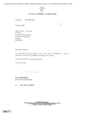 [A Letter from PRG Redshaw Regarding the Fulfilment of Sean Brabon's Request]