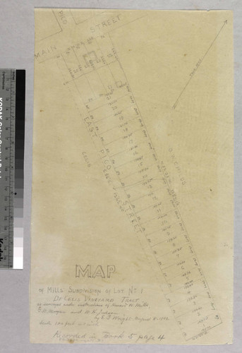 Los Angeles : copy of Map of the Mills' Subdivision of Lot No. 1, de Celis Vineyard Tract